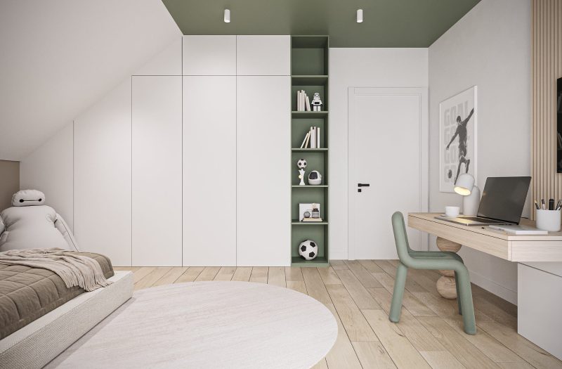 Pokój dzięcięcy dla chłopca fana piłki nożnej. Styl minimalistyczny